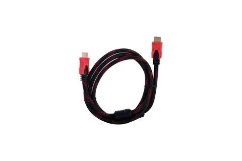 Black and red HDMI cable for connection Stock Photos