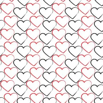 Black and red heart shape of chalk brush stroke Seamless pattern Abstract Illustrazione stock
