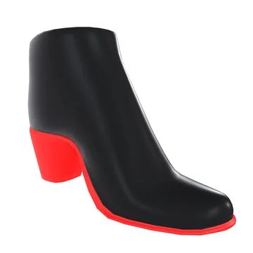 Black and red high heel boot isolated on white background Stock Illustration