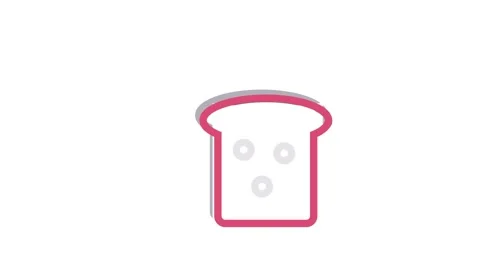 A black and red icon representing a loaf of bread, symbolizing bakery or fo.. Stock Footage 334913599