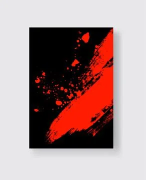 Black and Red ink brush stroke on white background. Japanese style. Stock Illustration