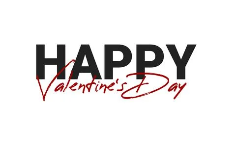 Black and red minimal typographic design of Happy Valentine's Day words Stock Illustration