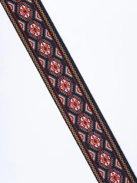 Black and red pattern trim ribbon diagonal variant Stock Photos