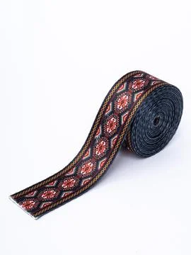 Black and red pattern trim ribbon diagonal Stock Photos