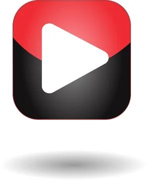 Black and red play button symbol, video streaming, broadcasting icon isolat.. Stock Illustration
