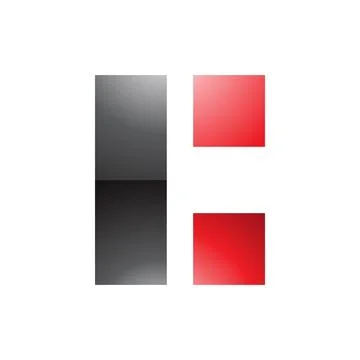 Black and Red Rectangular Glossy Letter C Icon Stock Illustration