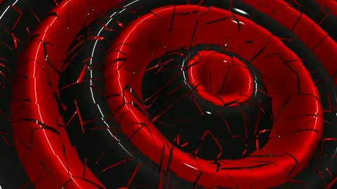 Black and Red Ring Waves, Background, Paints, Unique Design, Exclusive Stock Footage 303183229