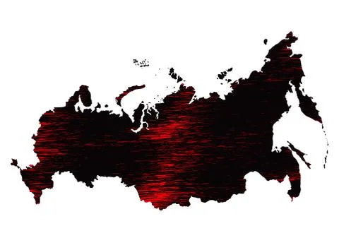 Black and red scribble map of Russian Federation. Raster version Illustrazione stock