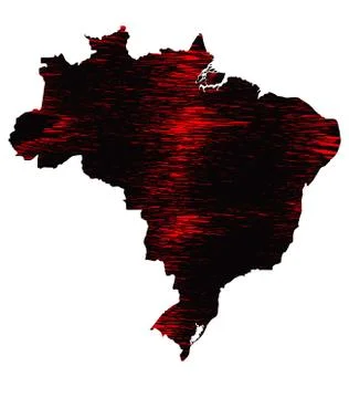 Black and red scribble stylized map of Brasil. Ratser version Illustrazione stock
