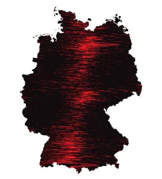 Black and red scribble stylized map of Germany. Raster version Illustrazione stock