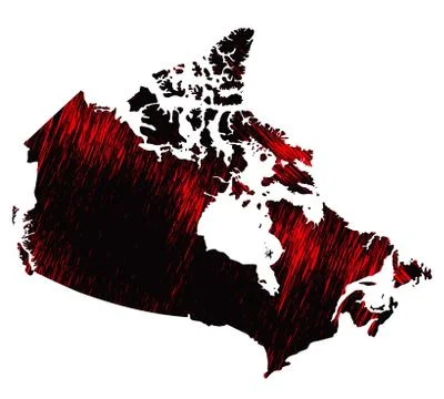 Black and red scribble stylized map of Canada.Raster version Illustrazione stock