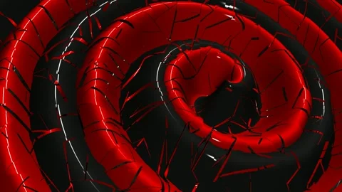 Black and Red Spiral Waves, Background, Paints, Unique Design, Exclusive Stock Footage 303183254