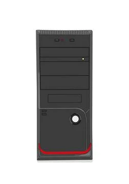 Black and red system unit case computer. Stock Illustration