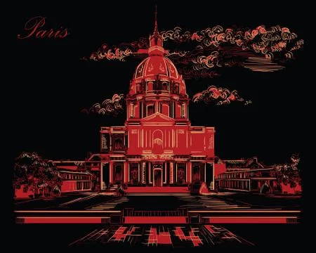 Black and red vector hand drawing Paris, part 6 库存插图