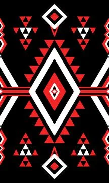 Black and red vertical seamless pattern in native style. Illustrazione stock