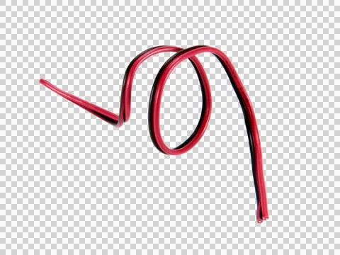 Black and red wire cable of usb and adapter isolated on white background.Elec Stock Photos