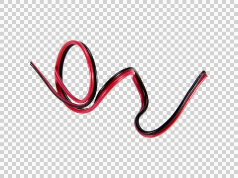 Black and red wire cable of usb and adapter isolated on white background.Elec Stock Photos