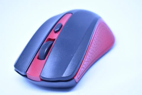Black and red Wireless computer mouse on white background Stock Photos