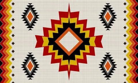 Black and red zigzag ethnic native mexican style rug, Navajo tribal vector .. Stock Illustration