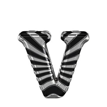 Black and silver 3d symbol. letter v Illustrazione stock