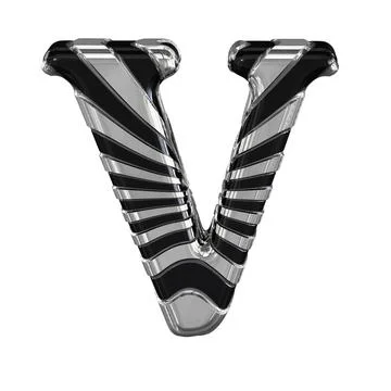 Black and silver 3d symbol. letter v Illustrazione stock