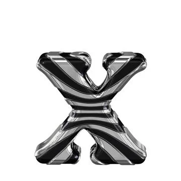 Black and silver 3d symbol. letter x Illustrazione stock