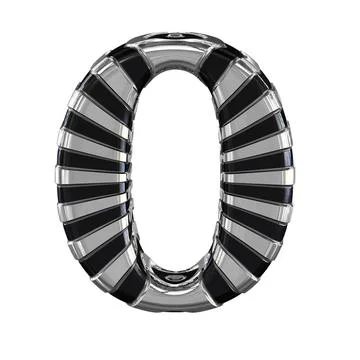 Black and silver 3d symbol. letter o Illustrazione stock