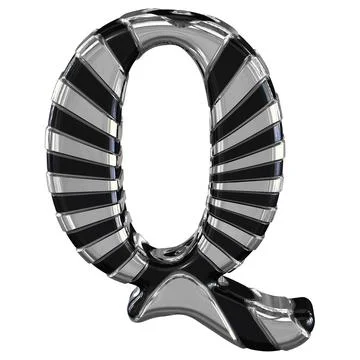 Black and silver 3d symbol. letter q Illustrazione stock