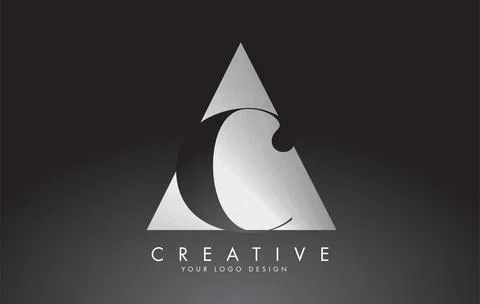 Black and Silver AC A C Letters Logo with a geometric design. Stock Illustration