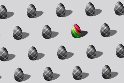 Black and Silver Easter egg pattern made, trendy style egg 库存插图
