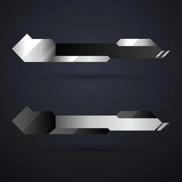 Black and silver lower third banner bars for live breaking news Stock Illustration