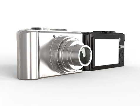 Black and silver modern compact digital photo camera Stock Illustration