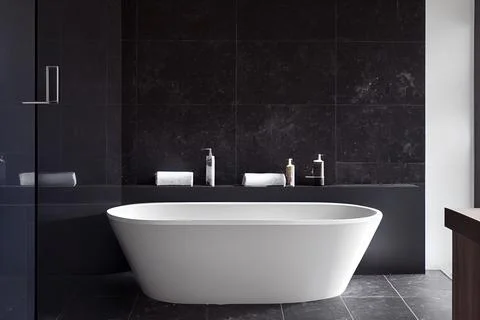 Black and simple bathroom interior Stock Illustration