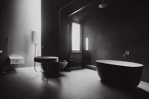 Black and simple bathroom interior Stock Illustration