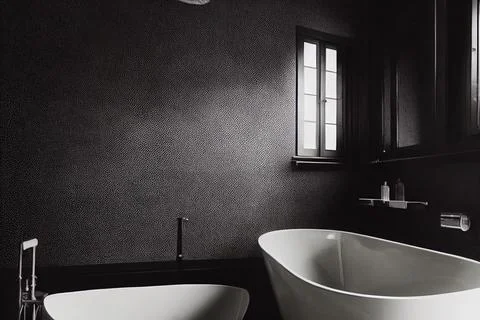Black and simple bathroom interior Stock Illustration