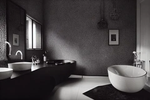 Black and simple bathroom interior Stock Illustration