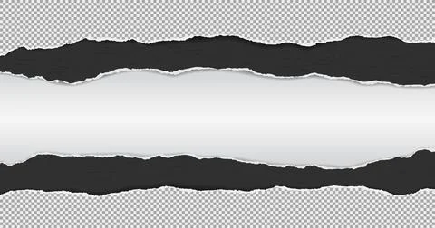 Black and squared torn paper strips with soft shadow are on white background Stock Illustration
