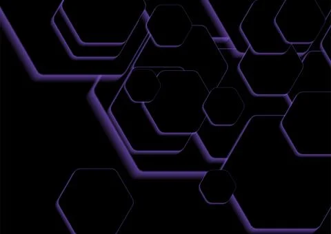 Black and violet hexagons abstract technology geometric background Stockillustratie