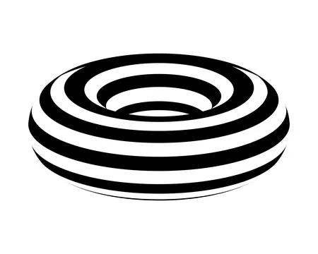 Black and white 3d donut spiral vector illustration 스톡 일러스트