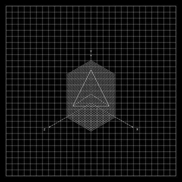 Black And White 3D Geometric Shapes Of Tetrahedron On Grid In XYZ Coordinate Stock Illustration