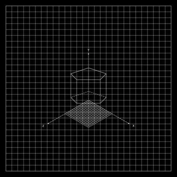 Black And White 3D Geometric Shapes Of Hexagonal Prism On Grid In XYZ Coordinate Stock Illustration