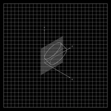 Black And White 3D Geometric Shapes Of Cylinder On Grid In XYZ Coordinate System Stock Illustration