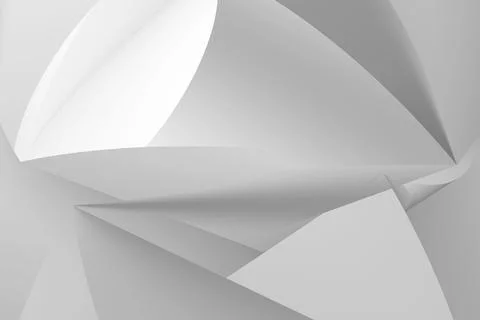 Black and white 3d image of folded geometric facets creating soft shadows Stock Photos