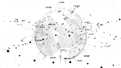 Black and White 3D render of a techy globe Illustrazione stock