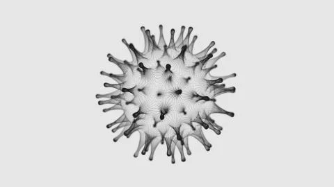 Black and white 3d render of coronavirus particle UI data visualization Illustrazione stock