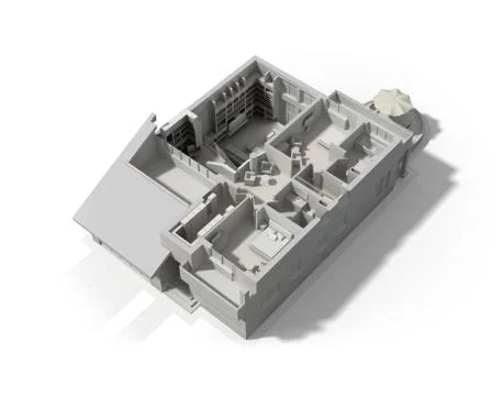 Black and white 3D rendering Stock Illustration