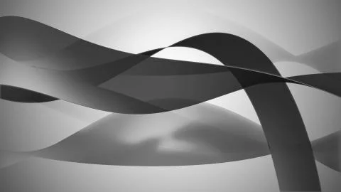 Black and White 3d rendering of lovely wavy background with bended lines Stock Illustration