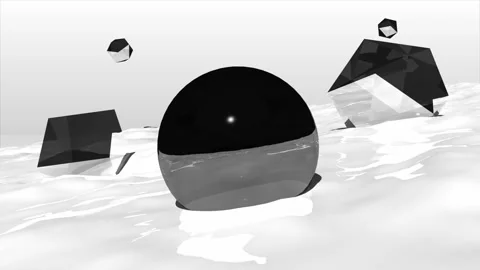 Black And White 3D Shapes Abstract Animation loop Stock Footage 232029130