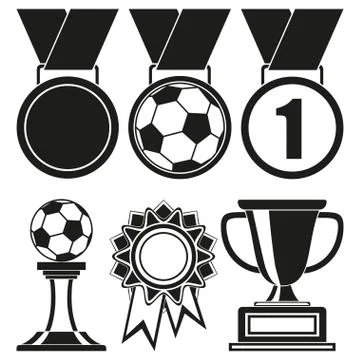 Black and white 6 elements award silhouette set. 스톡 일러스트