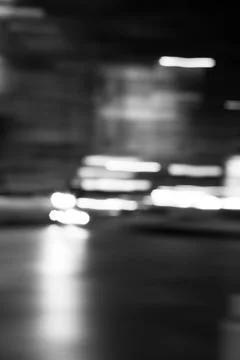 Black and white abstract and artistic themed shake effect, night street Stock Photos